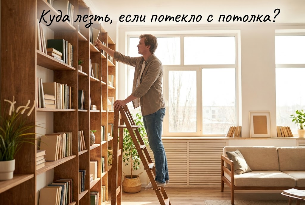 Процесс поиска источника протечки на потолке в квартире