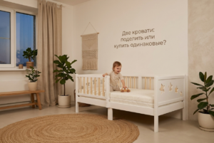 Две кровати для близнецов в интерьере детской комнаты