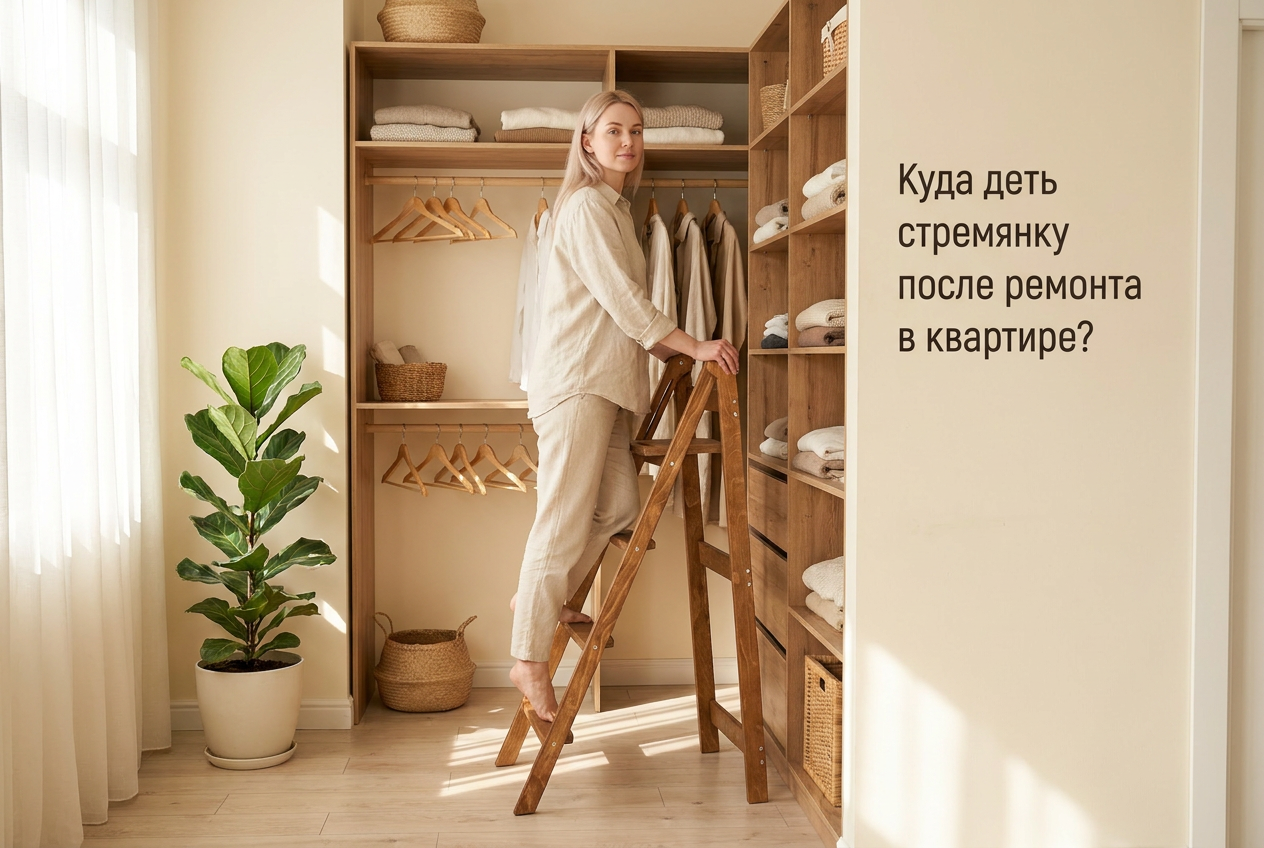 Человек выполняет ремонтные работы на высоте без помощи профессионального мастера